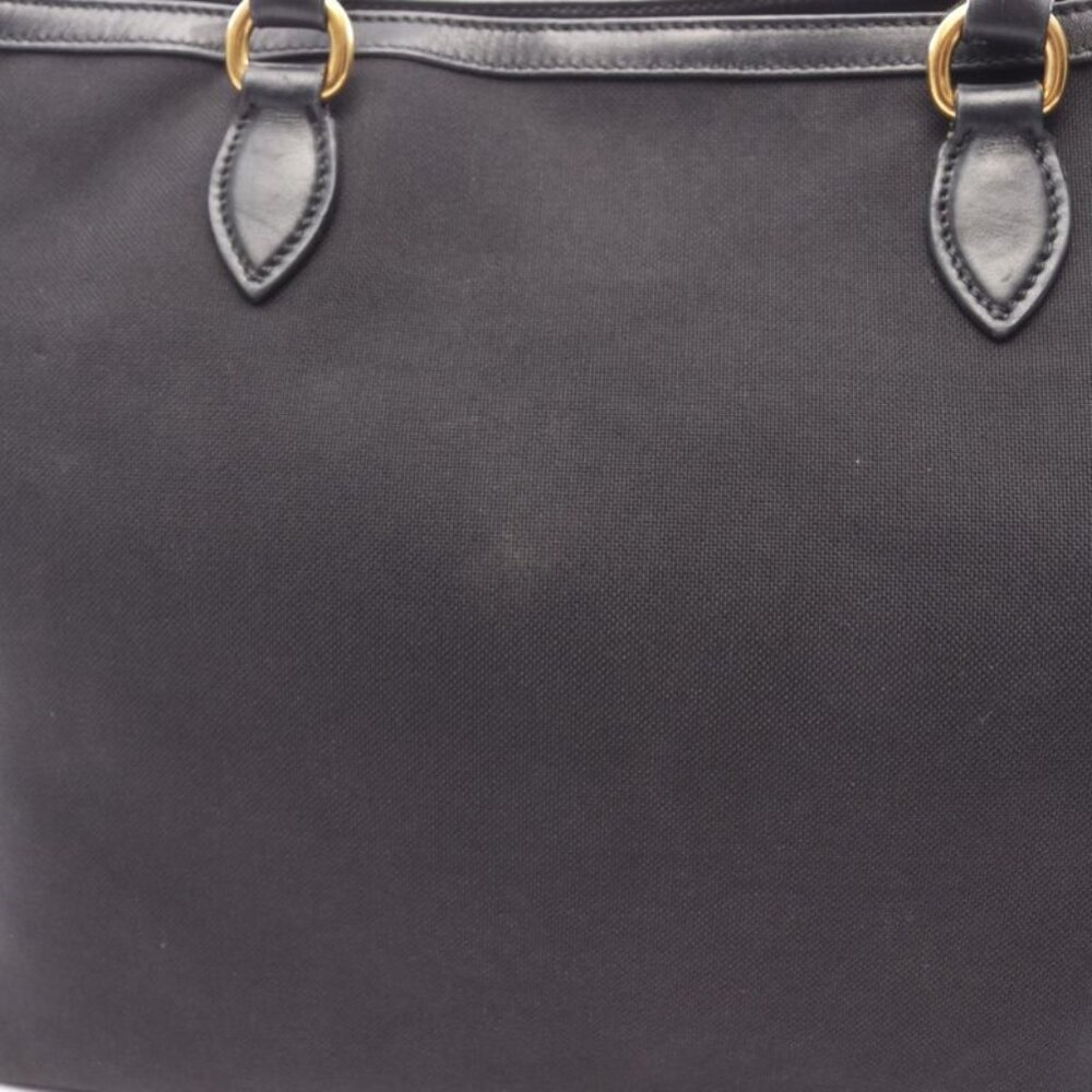 Prada Tote Bag Logo Jacquard 1 Bg158 Black Canvas Leather Logo Jacquard Tote Bag - Picture 6 of 10